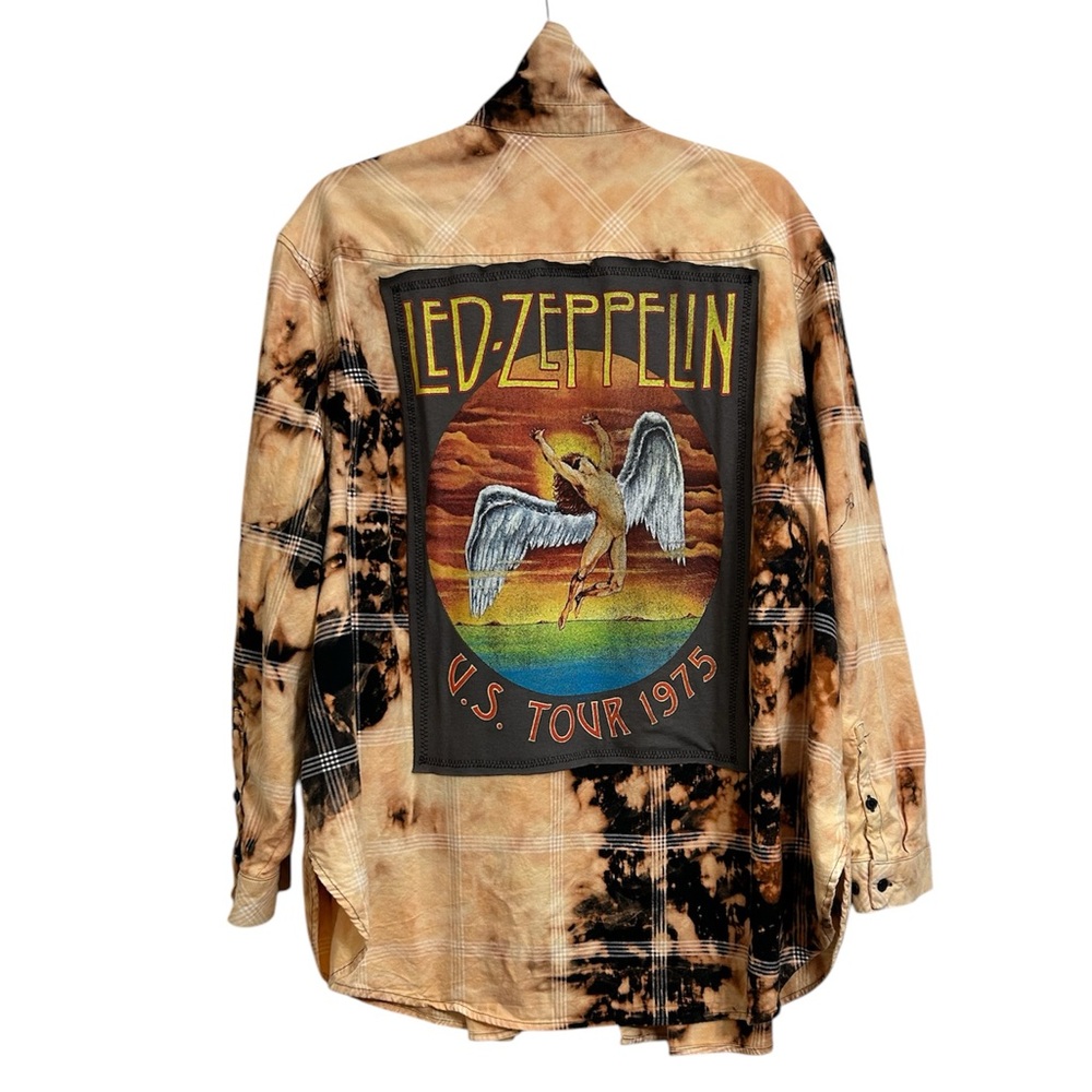 LED ZEPPELIN upcycled flannel ONE OF A KIND custom original creation by Rachelle